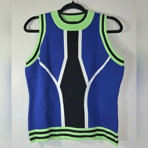 NWT KAREN MILLEN SPORTY COLOURBLOCK  FUNNEL NECK KNIT TOP.